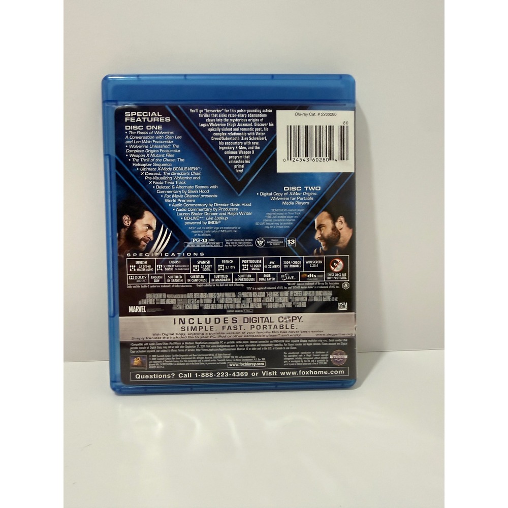 20th Century Fox X-Men Origins Wolverine Blu-ray OS Blue Good 2-Disc Edition - Picture 2 of 5